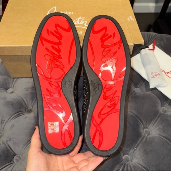 New Size 45.5 Christian Louboutin Rantulow Lace-Up Sneakers Black White - Picture 6 of 7